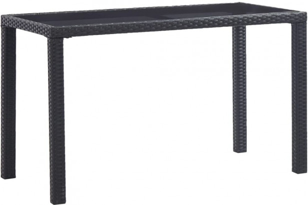Puutarhapöytä, 123x60x74 cm, musta polyrottinki