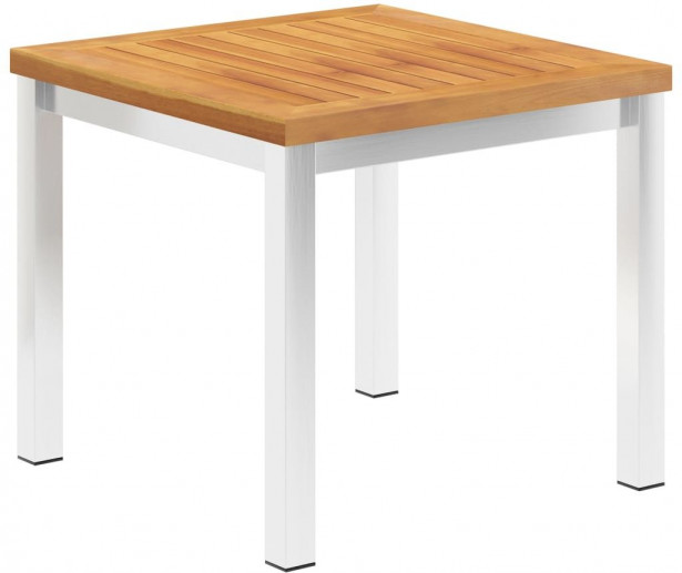 Puutarhan sivupöytä, 45x45x38 cm, akaasiapuu ja ruostumaton teräs