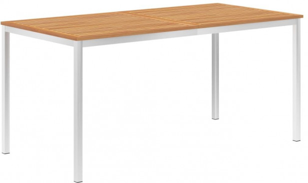 Puutarhan ruokapöytä, 160x80x75 cm, tiikki ja ruostumaton teräs