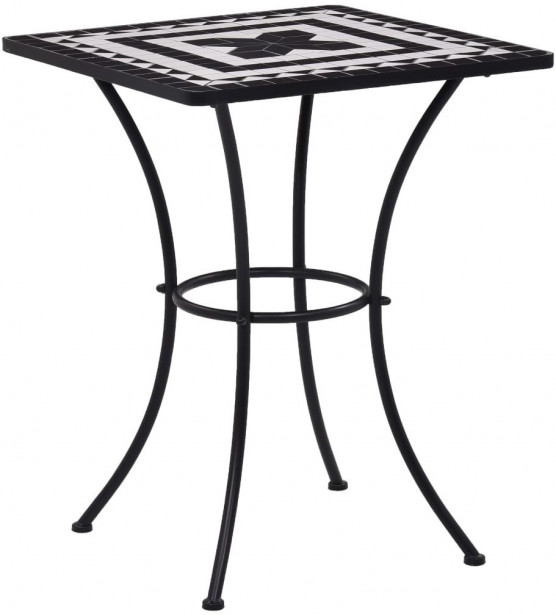 Mosaiikkibistropöytä, ⌀ 60 cm, musta ja valkoinen keramiikka