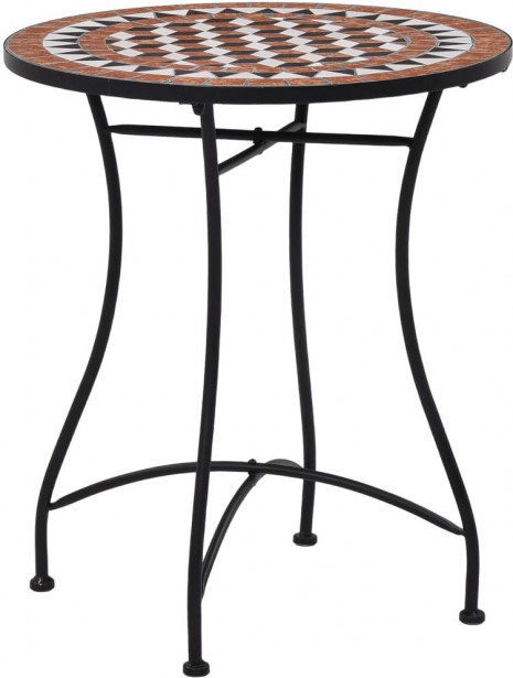 Mosaiikkibistropöytä, ⌀ 60 cm, ruskea keramiikka
