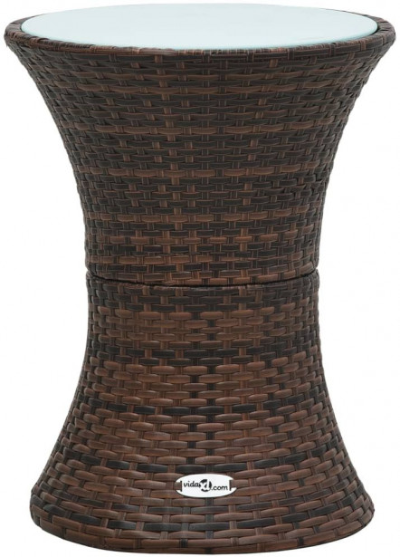 Puutarhan sivupöytä, rummun muotoinen, ⌀ 42cm, ruskea polyrottinki