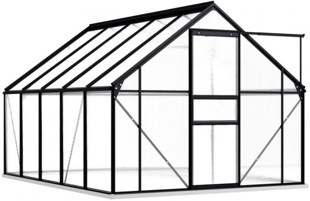 Kasvihuone alumiinirungolla 5,89 m², 190x310x202 cm, antrasiitti