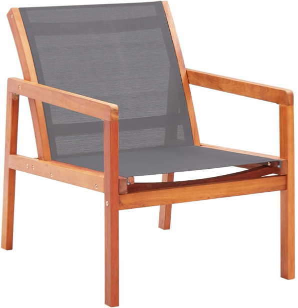 Puutarhan nojatuoli, 60x83.5x77.5 cm, harmaa, eukalyptuspuu ja textilene