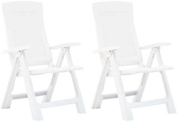 Puutarhan nojatuolit 2 kpl, 59x67x106 cm, muovi valkoinen