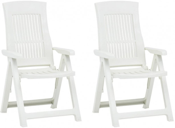 Puutarhan nojatuolit 2 kpl, 58x62x108 cm, muovi valkoinen
