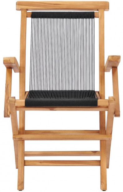 Kokoontaitettavat puutarhatuolit 2 kpl, 56x62x90 cm, täysi tiikki ja köysi