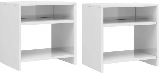 Yöpöydät 2kpl korkeakiilto valkoinen 40x30x40 cm lastulevy_1