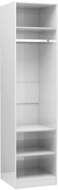 Vaatekaappi, korkeakiilto valkoinen, 50x50x200 cm, lastulevy