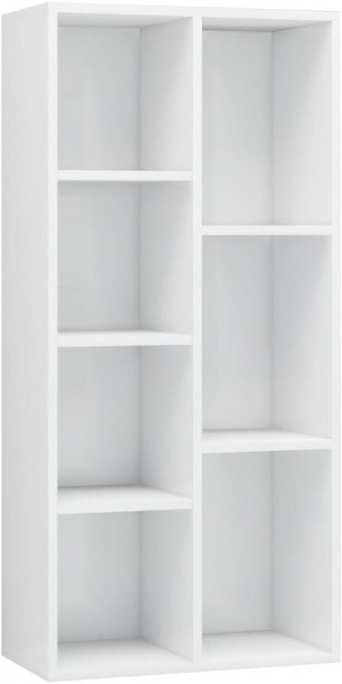 Kirjahylly, korkeakiilto valkoinen, 50x25x106 cm, lastulevy