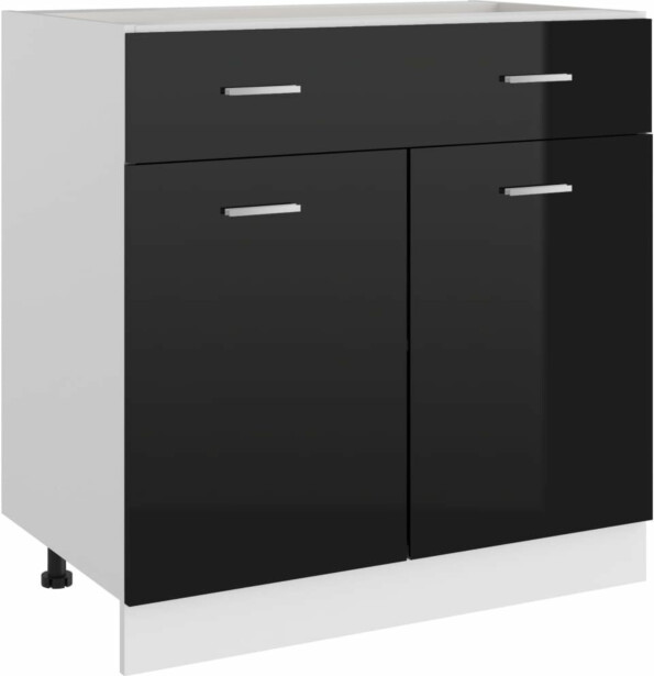 Alalipastokaappi korkeakiilto musta 80x46x81,5 cm lastulevy_1