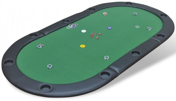 Kokoontaitettava pokeripöytätaso, 10-pelaajalle, vihreä