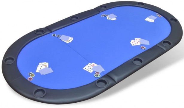 Kokoontaitettava pokeripöytätaso, 10-pelaajalle, sininen