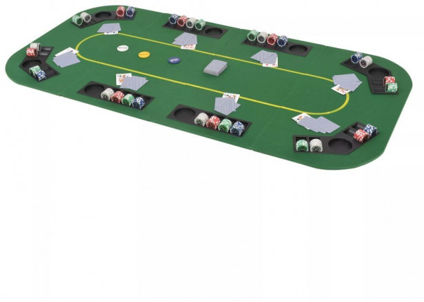 Kokoontaitettava pokeripöytätaso, 8-pelaajalle, vihreä