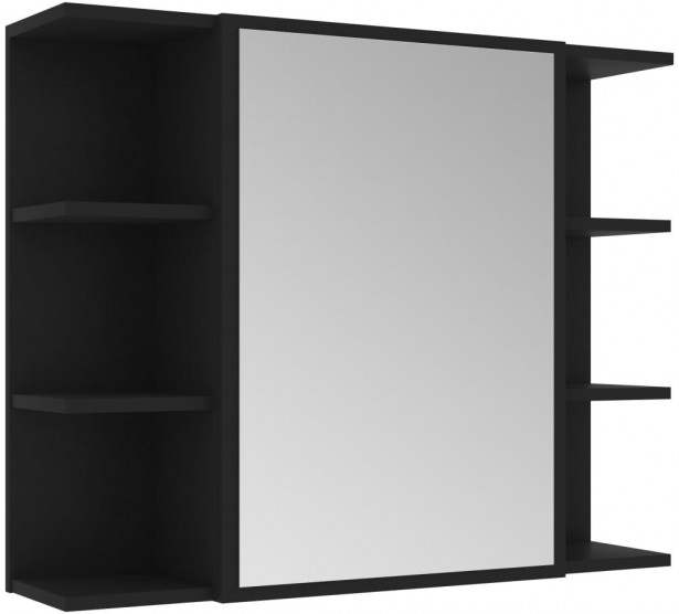 Kylpyhuoneen peilikaappi, musta 80x20,5x64 cm, lastulevy
