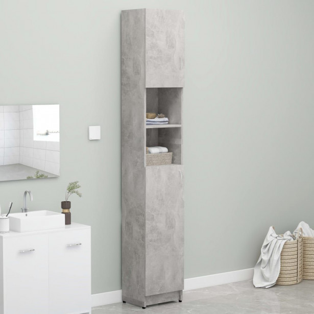 Kylpyhuonekaappi betoninharmaa 32x25,5x190 cm lastulevy_1