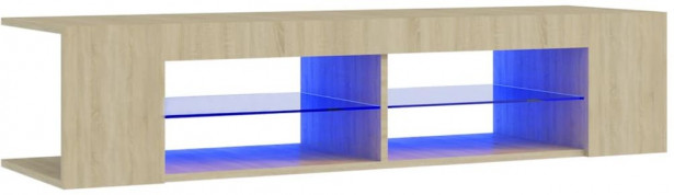 TV-taso LED-valoilla, Sonoma-tammi, 135x39x30 cm