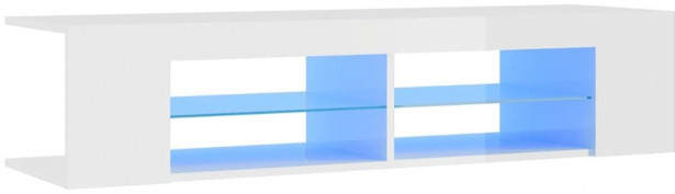 TV-taso LED-valoilla, korkeakiilto valkoinen, 135x39x30 cm