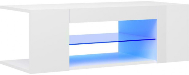 TV-taso LED-valoilla, korkeakiilto valkoinen, 90x39x30 cm