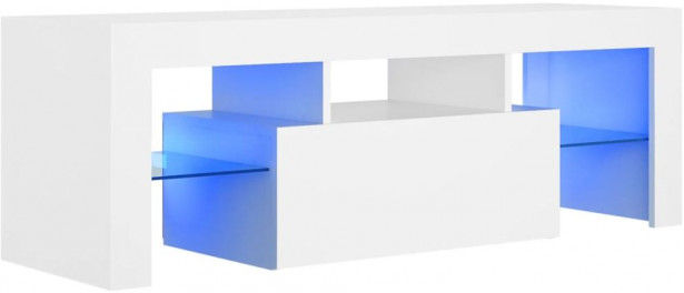 TV-taso LED-valoilla, valkoinen, 120x35x40 cm