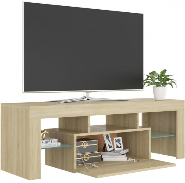 TV-taso LED-valoilla, Sonoma-tammi, 120x35x40 cm