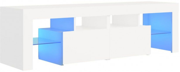 TV-taso LED-valoilla, valkoinen, 140x35x40 cm