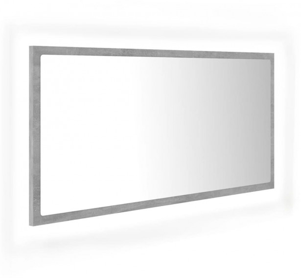 Kylpyhuonepeili LED, betoninharmaa, 90x8,5x37 cm lastulevy