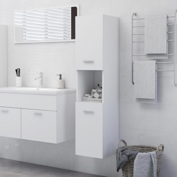 Kylpyhuonekaappi valkoinen 30x30x130 cm lastulevy_1