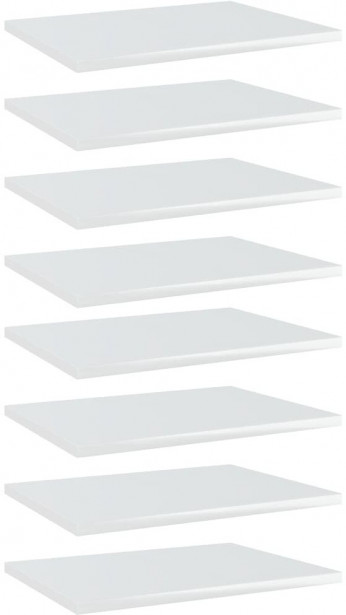 Kirjahyllytasot 8 kpl korkeakiilto valkoinen 40x30x1,5 cm_1