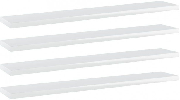 Kirjahyllytasot 4 kpl korkeakiilto valk. 60x10x1,5 cm_1