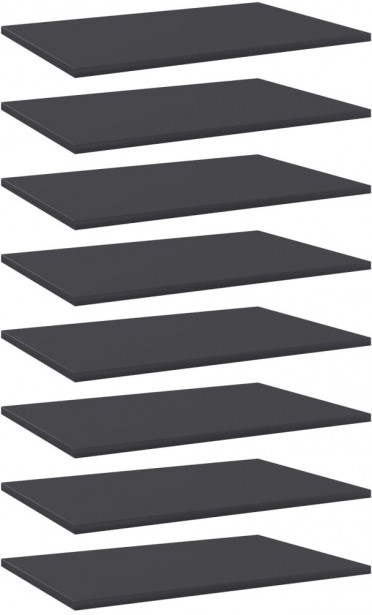 Kirjahyllytasot 8 kpl harmaa 60x40x1,5 cm lastulevy_1