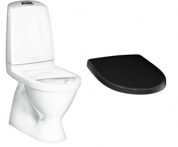 WC-istuin Gustavsberg Nautic 1500, Hygienic Flush kaksoishuuhtelu piilo S-lukko, + istuinkansi Nautic 9M26, musta