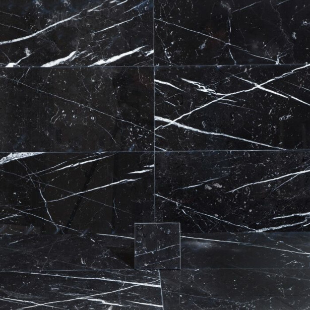 Lattialaatta Arredo Nero Marquina 15.2x15.2cm, kiillotettu, musta