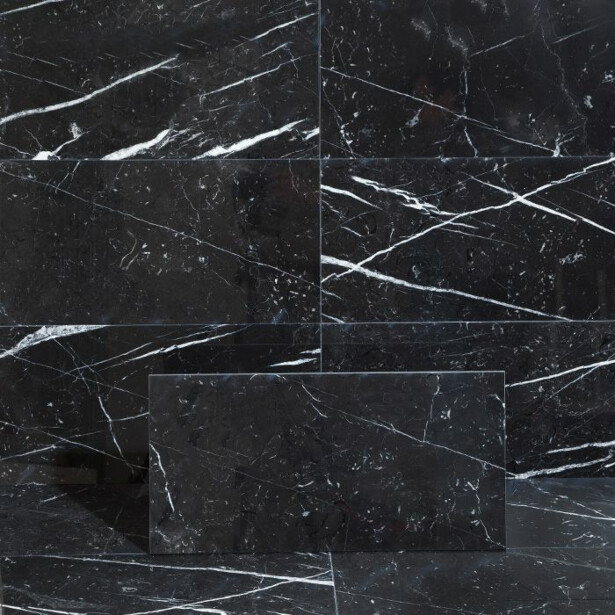 Lattialaatta Arredo Nero Marquina 30.5x61cm, kiillotettu, musta