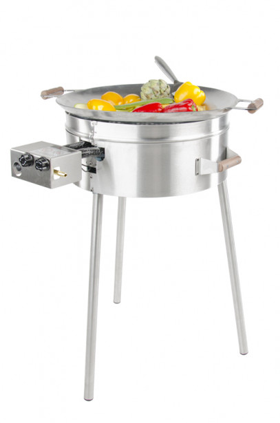 Wokkisetti GrillSymbol PRO-545 inox,  ø 54cm, kaasupoltin, säädinletkusetti