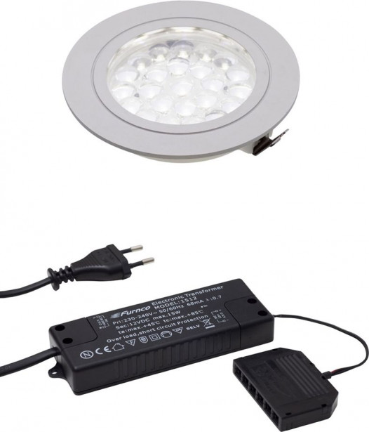 LED-spottivalo Hafa, ø 55mm, 1.65W, IP44, kromi, 2kpl + muuntaja