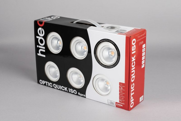 LED-alasvalosarja Hide-a-lite Optic Quick ISO, 6-pack, 2700K, valkoinen