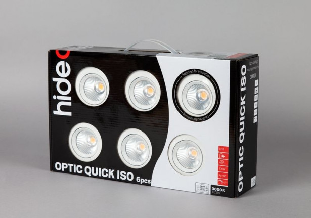 LED-alasvalosarja Hide-a-lite Optic Quick ISO, 6-pack, 3000K, valkoinen