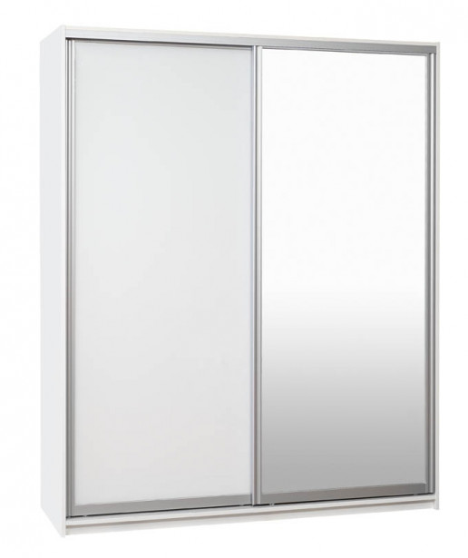 Liukuovikaappi Hiipakka Ida, 180cm valkoinen, ovet peili+ valkoinen lasi