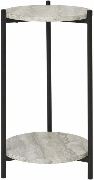 Sivupöytä House Nordic Leuven, ø27x46cm, harmaa/beige travertinekuosi