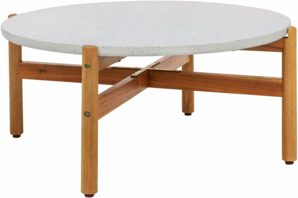 Sohvapöytä House Nordic Terracina, ø84.5cm, akaasia/terrazzo, ruskea/valkoinen