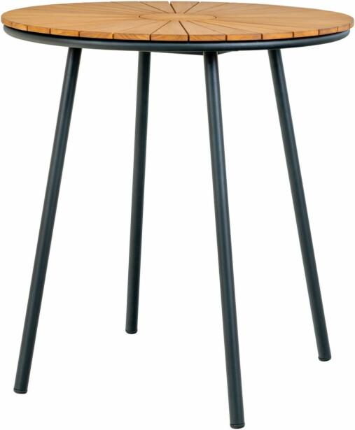 Parvekepöytä House Nordic Cleveland, ø70cm, tiikki, ruskea/musta