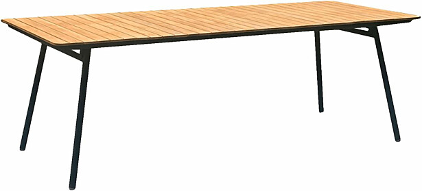 Ruokapöytä House Nordic Cleveland, 220x90cm, tiikki, ruskea/musta
