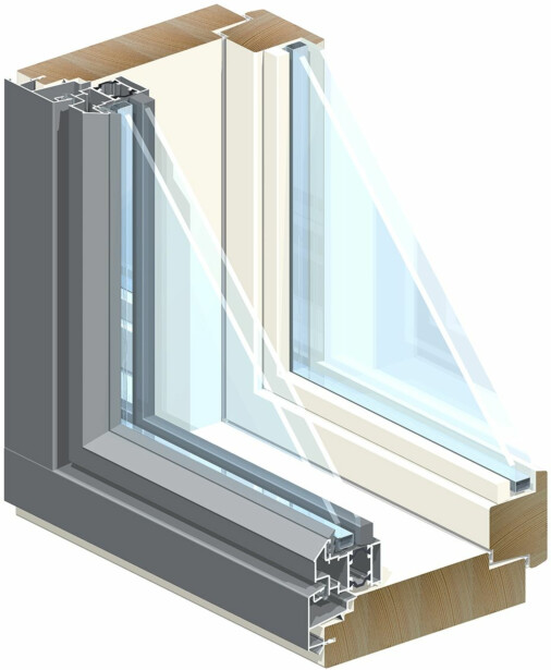 Ikkuna HR-ikkunat HR 2+2, puu-alumiini, mittatilaus