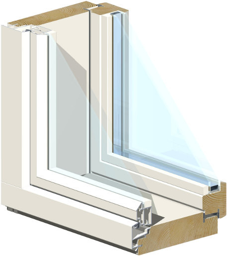 Puu-alumiini-ikkuna HR-Ikkunat, MSEAL 12x6, karmi 131mm