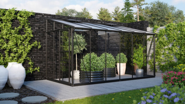 Kasvihuone Vitavia Ida 7.8m² alumiinirunko lasi musta