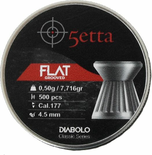 Ilmakiväärin luodit 5etta Flatgrooved 4.5mm 0.5g / 7.71gr 500kpl