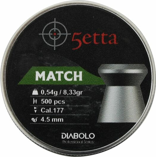 Ilmakiväärin luodit 5etta Match 4.5mm 0.54g / 8.33gr 500kpl