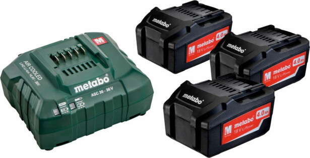 Akku ja laturi Metabo 18V 3x4,0 Ah ASC 30-36V