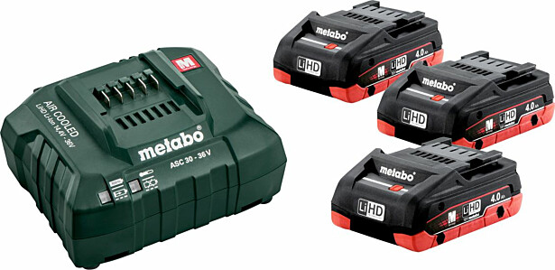 Akku ja laturi Metabo 18V 3x4,0 Ah LiHD ASC 30-36V